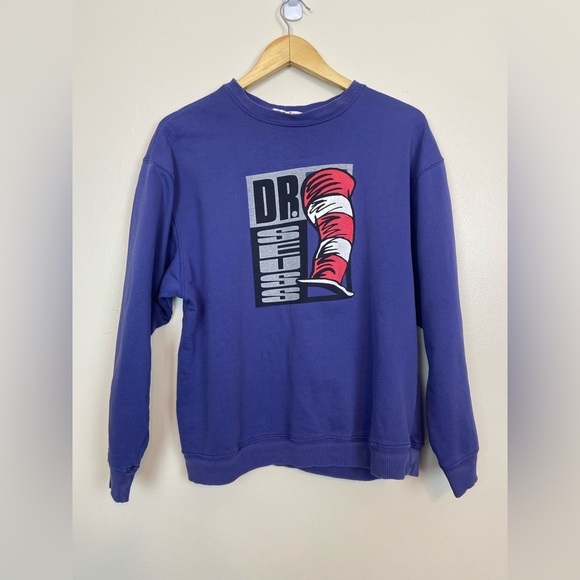 Dr.Seuss VINTAGE 1994 Licensed Cat in The Hat Sweatshirt Purple Graphic Medium - Picture 1 of 9